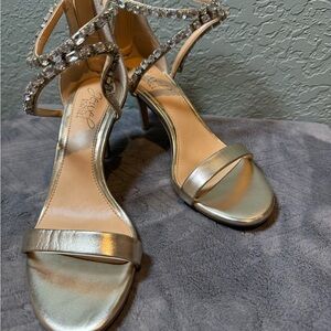 Jewel Badgley Mischka Gold Strappy Heels
